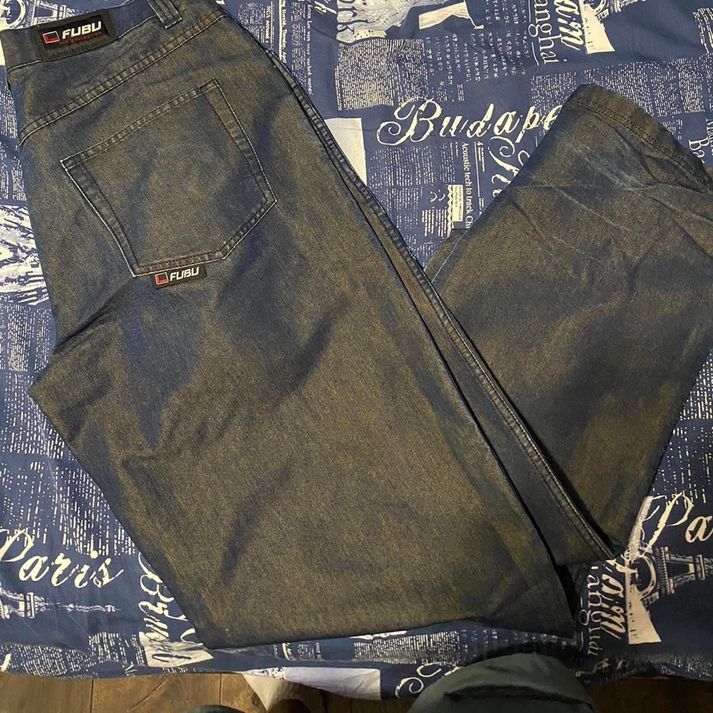 FUBU Men's Navy and Blue Jeans